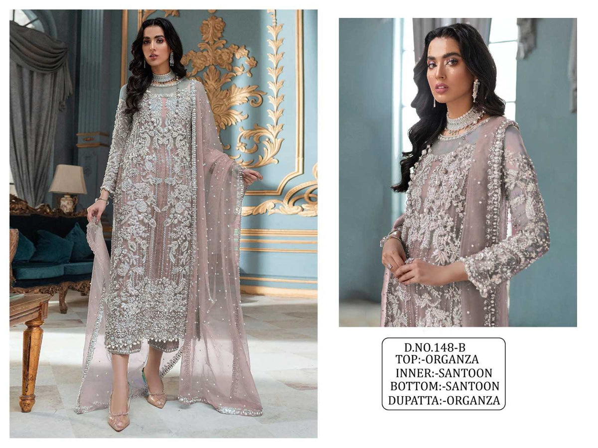 Organza Ladies Suit in Baby Pink