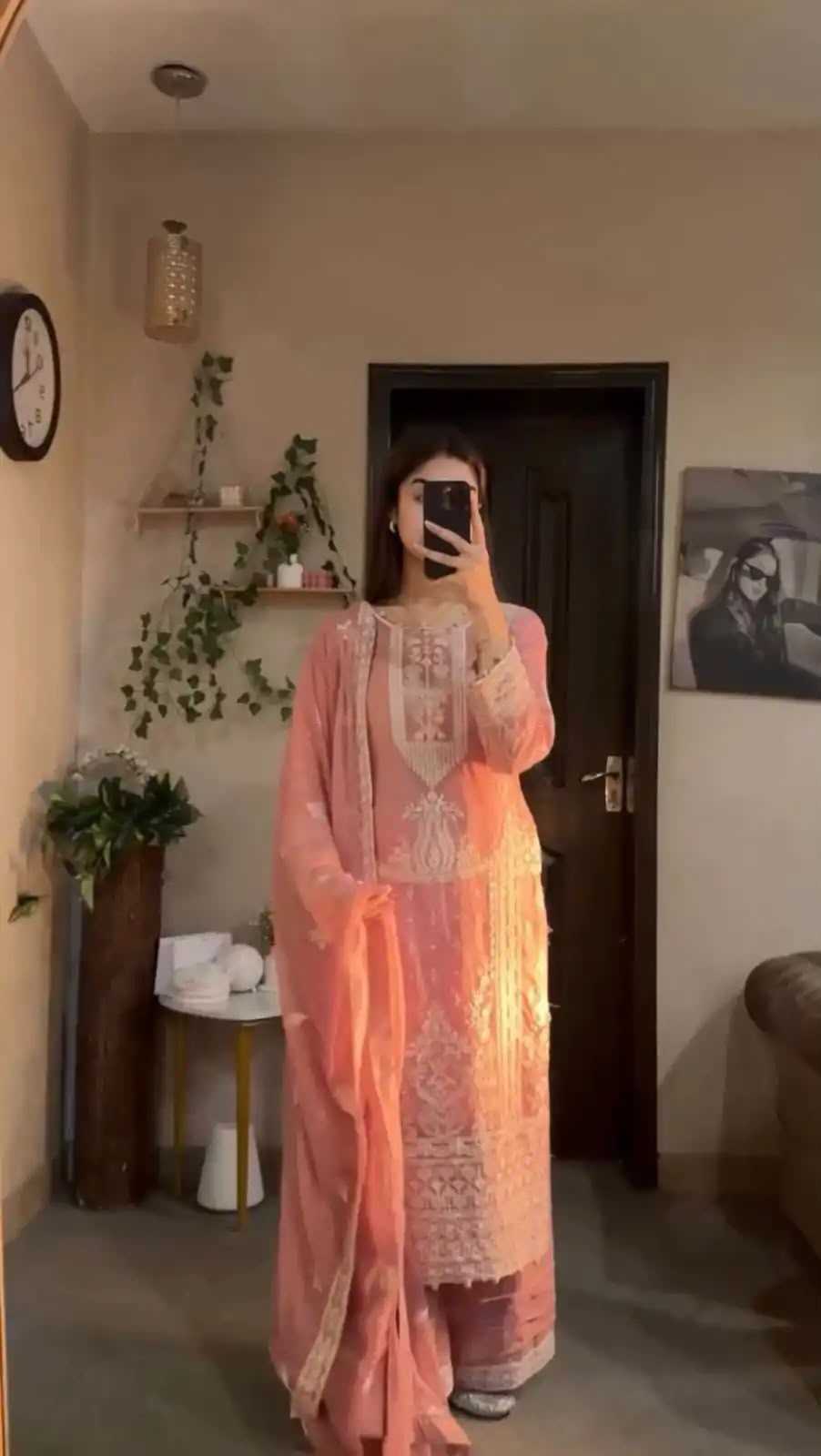 Faux Georgette Embroidery Suit