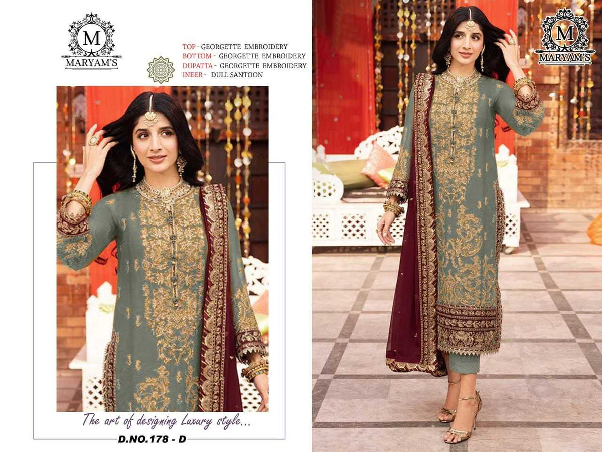 Faux Georgette Embroidery Suit in Rama