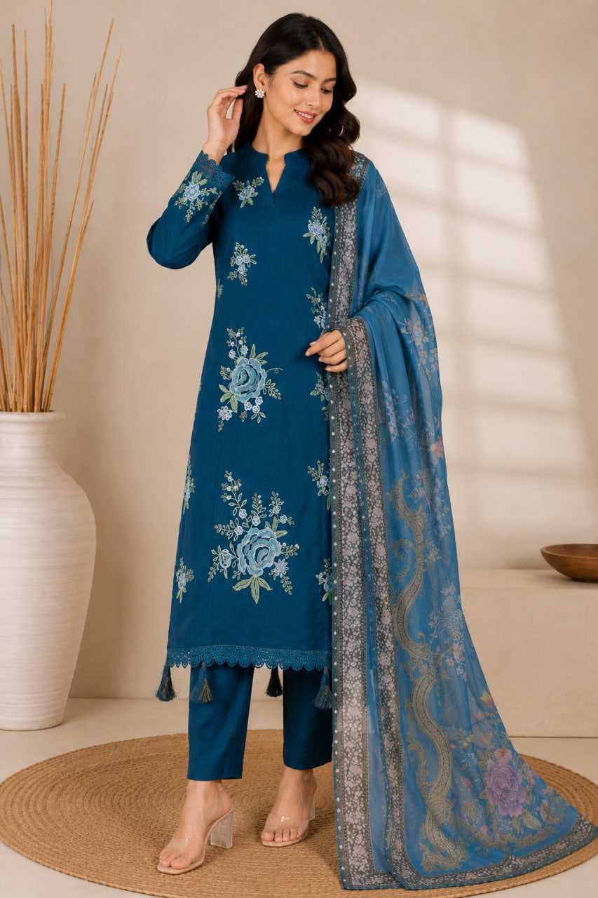Pure Viscos Embroidery Suit