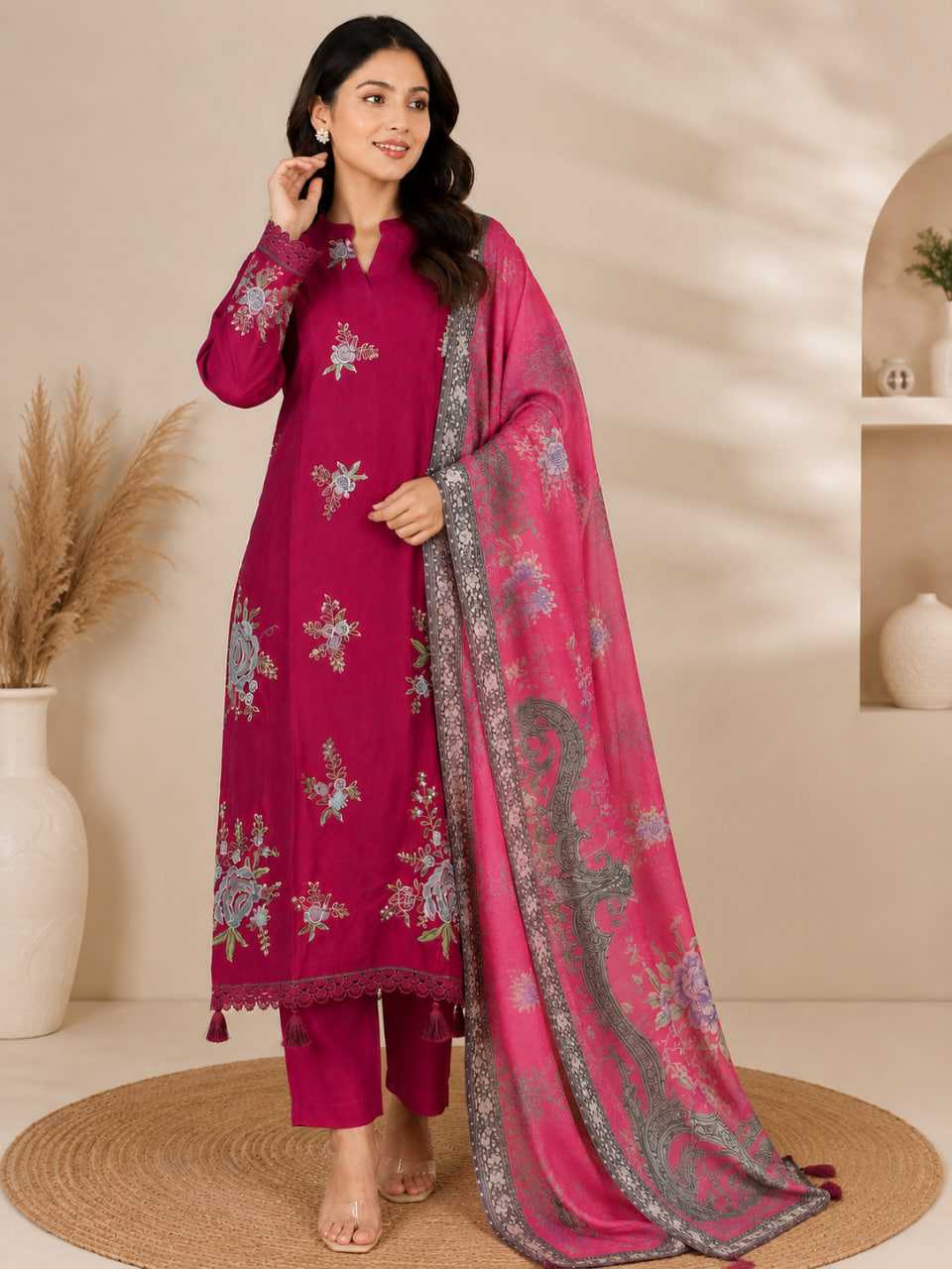 Pure Viscos Embroidery Suit