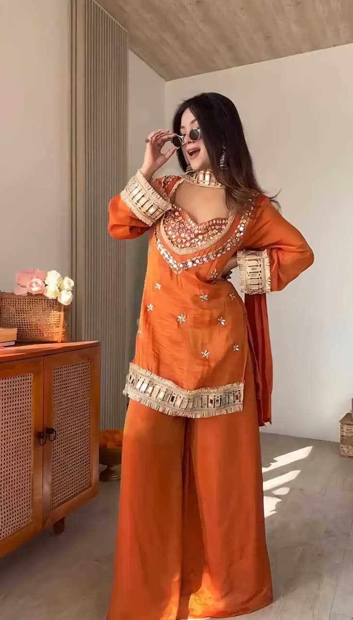 Chinon Silk Mirror Work Kurti