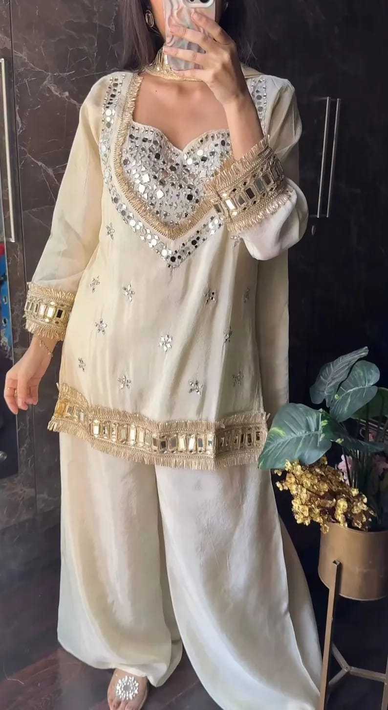 Chinon Silk Mirror Work Kurti