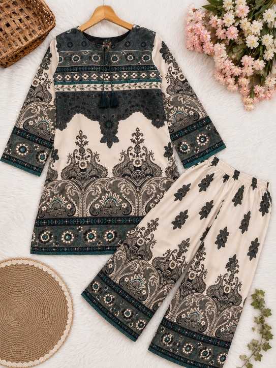 Heavy Rayon Co-ord Set in White