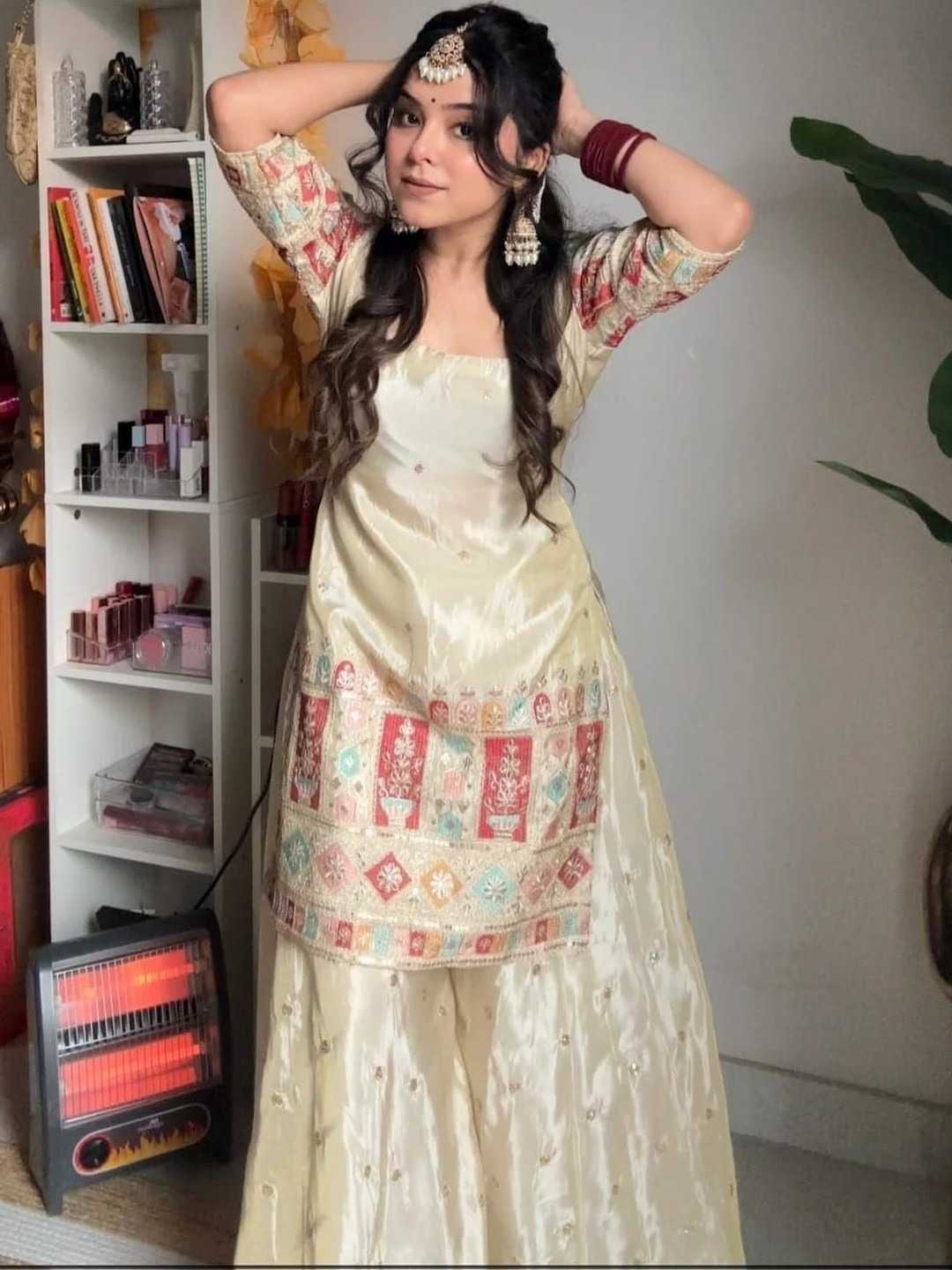 Crepe Silk Embroidery Suit