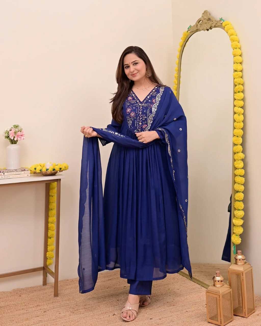 Chanderi Silk Embroidery Suit