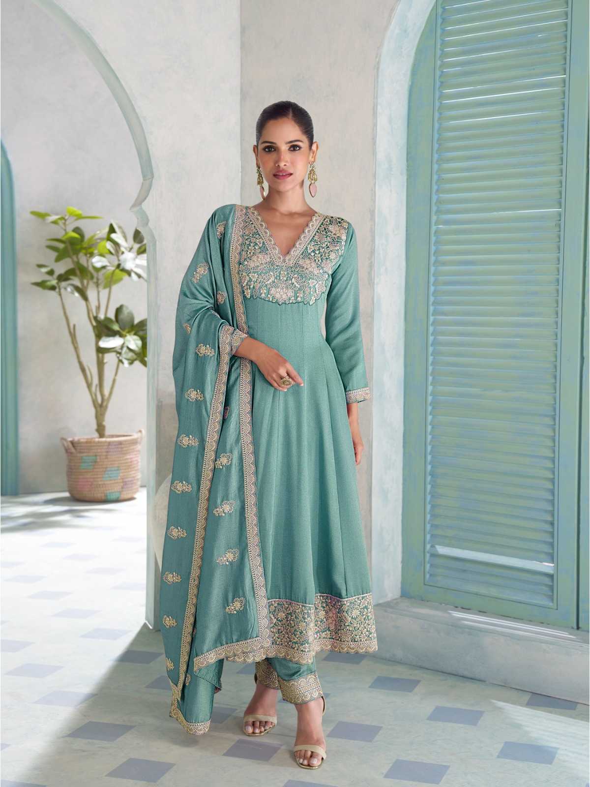 Premium Silk Embroidery Suit