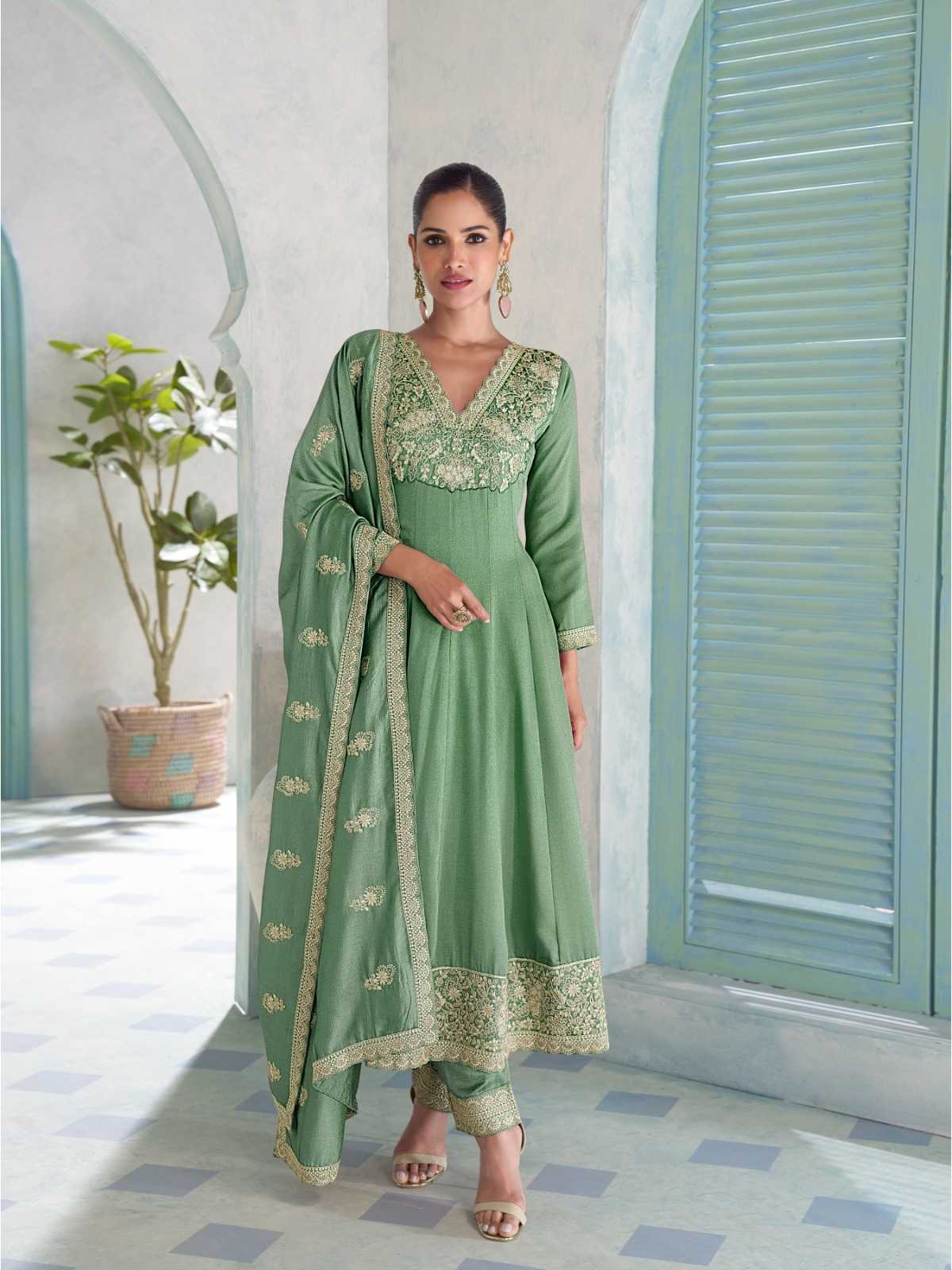 Premium Silk Embroidery Suit