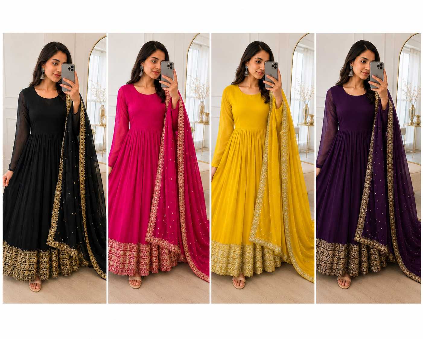 Faux Georgette Embroidery Gown