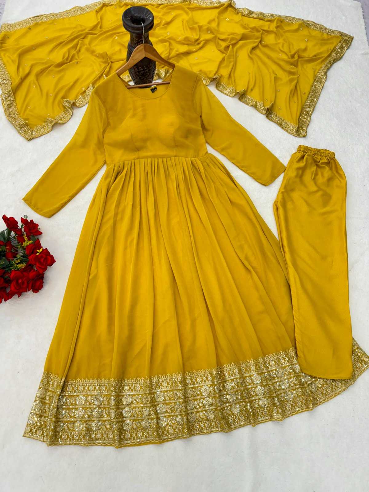 Faux Georgette Embroidery Gown