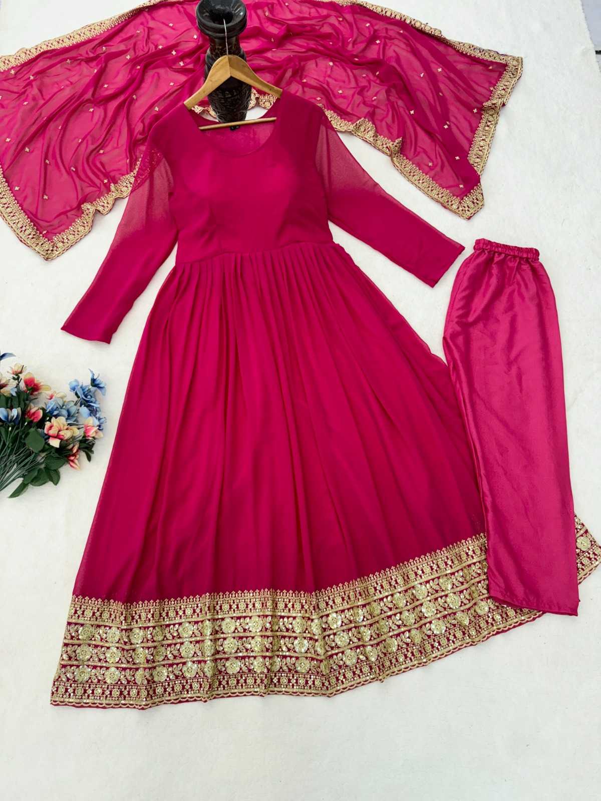 Faux Georgette Embroidery Gown