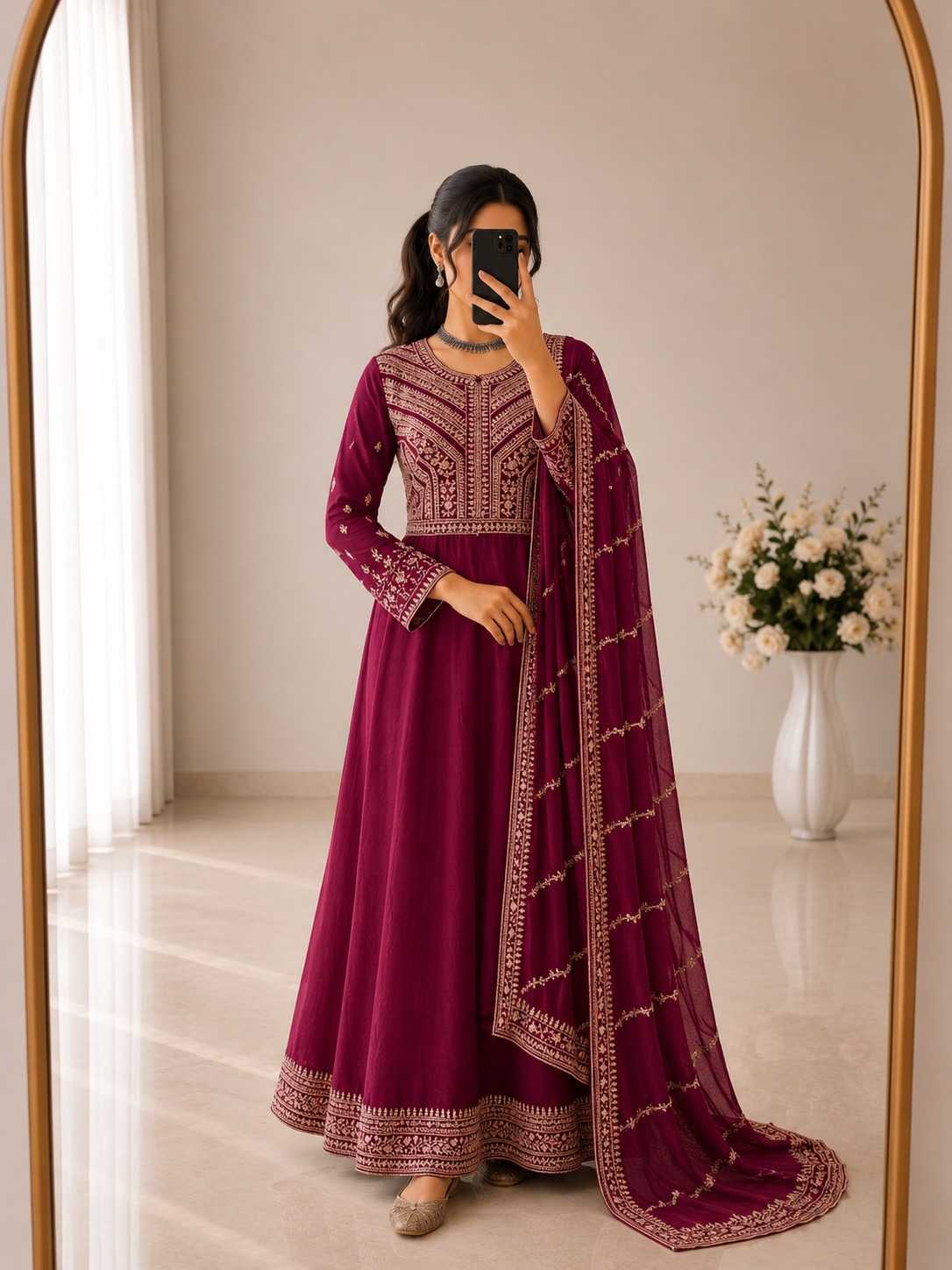 Premium Silk Embroidery Gown