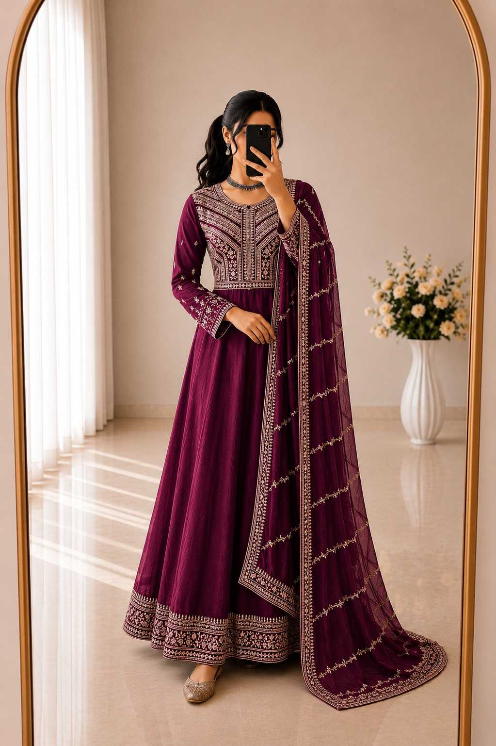 Premium Silk Embroidery Gown