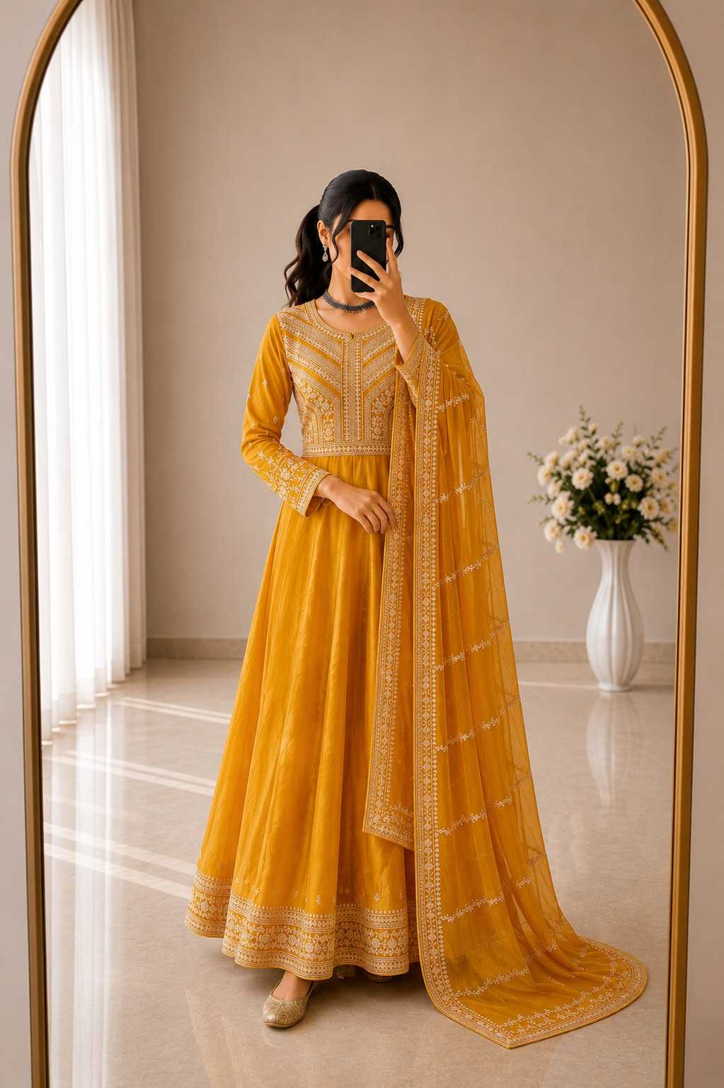 Premium Silk Embroidery Gown