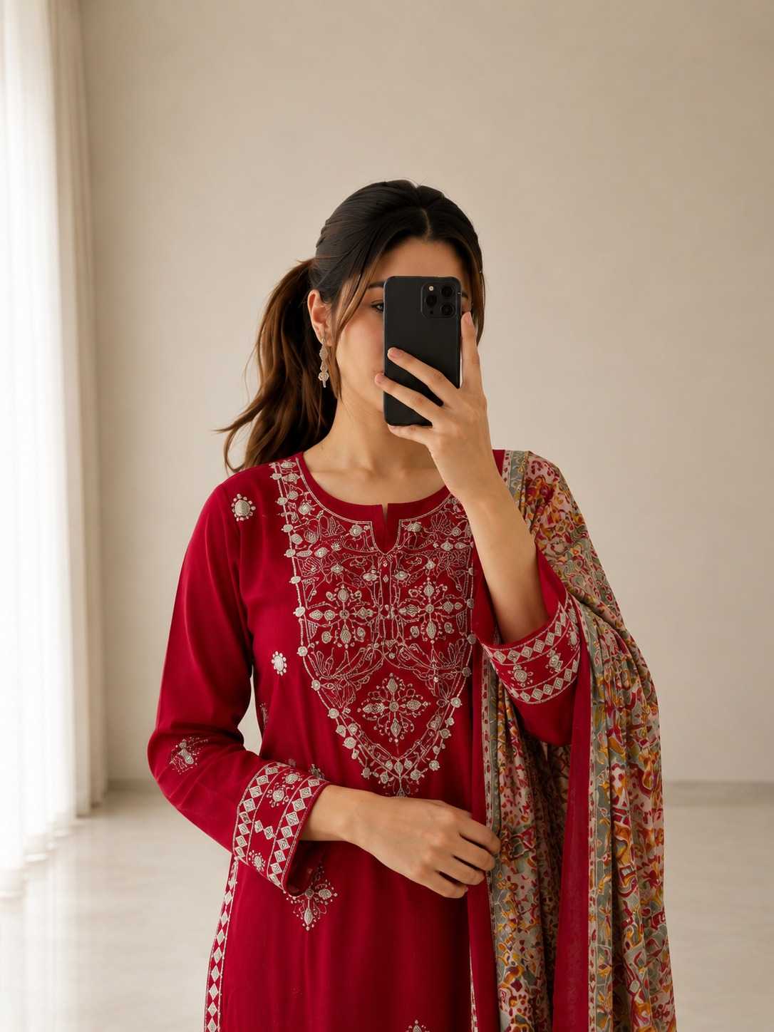 Cotton Embroidery Suit