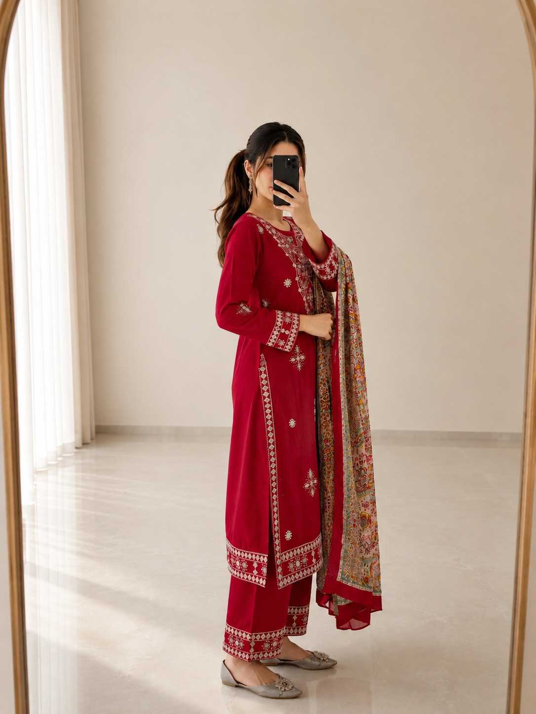 Cotton Embroidery Suit