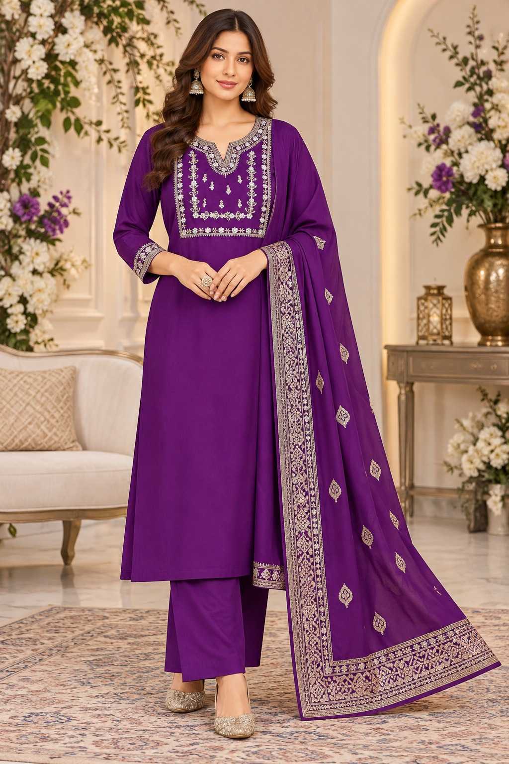 Chanderi Cotton Embroidery Suit