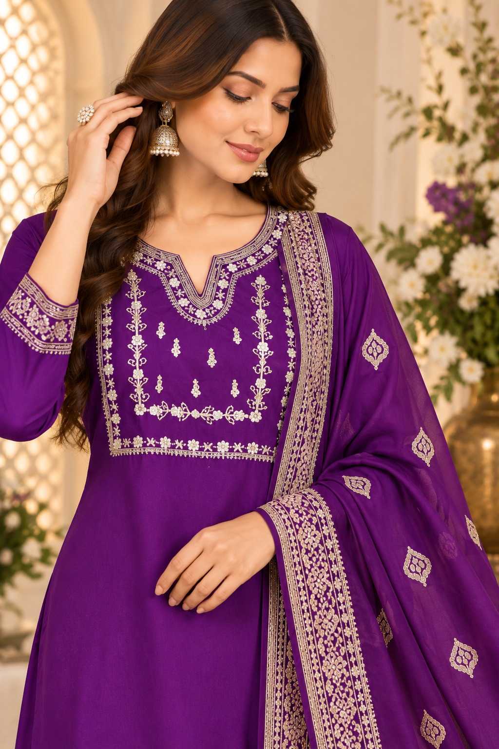 Chanderi Cotton Embroidery Suit