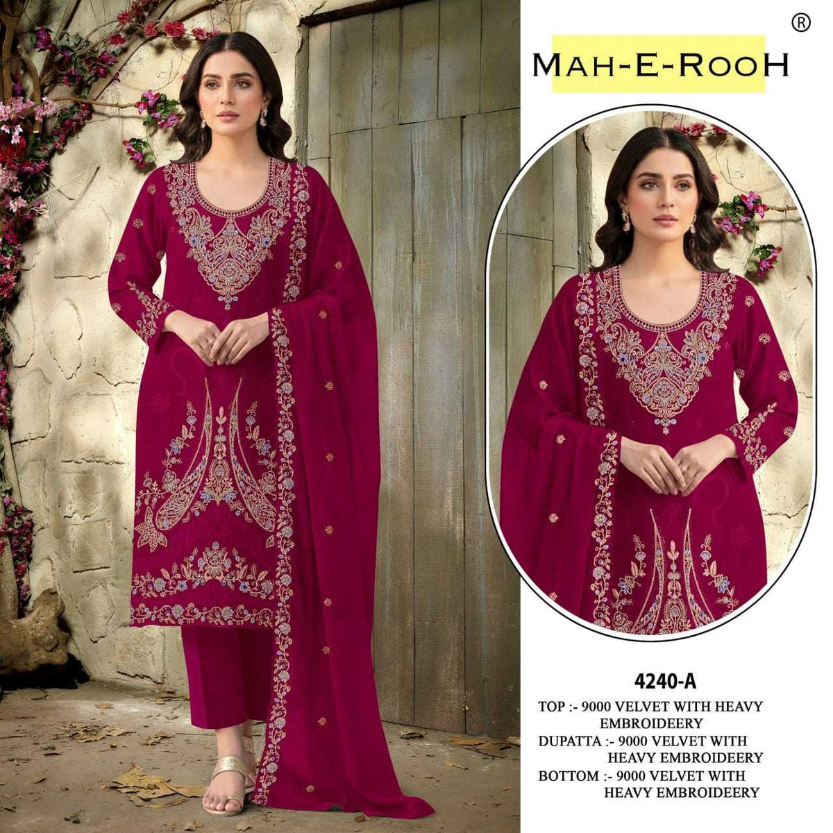 Mah-e-rooh Velvet Suit