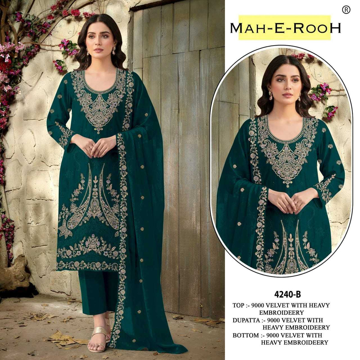 Mah-e-rooh Velvet Suit