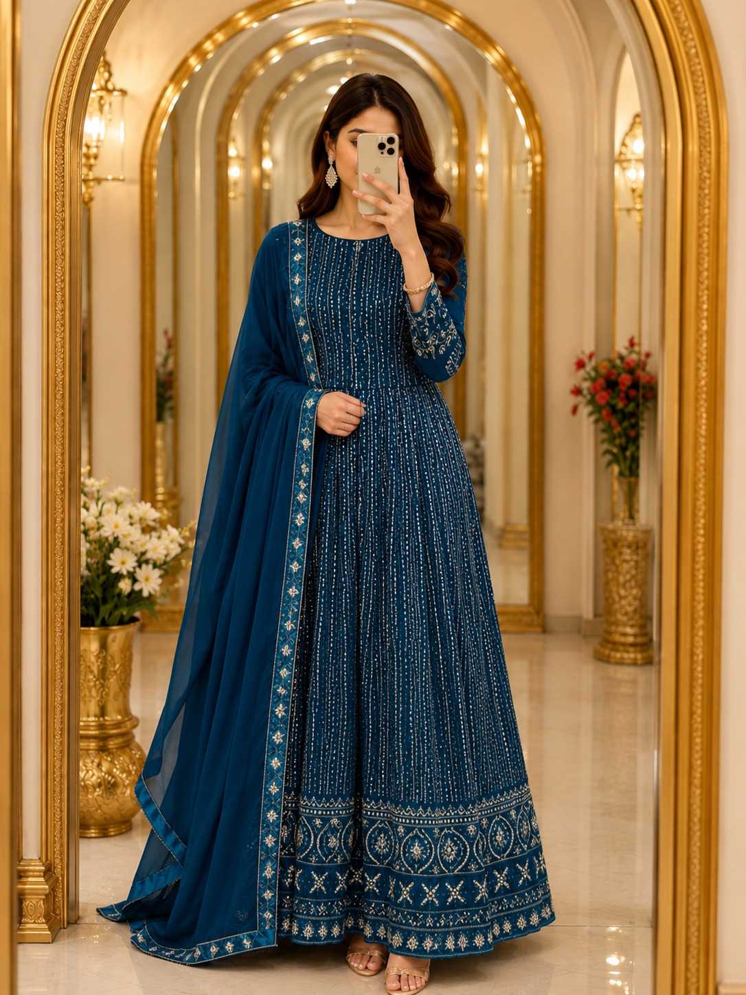 Faux Georgette Party Gown