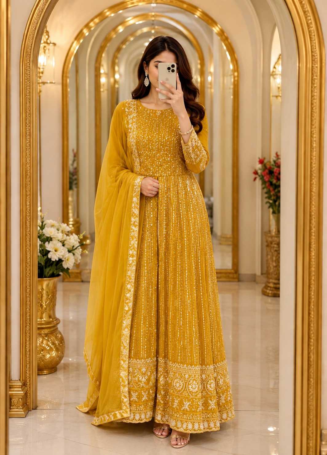 Faux Georgette Party Gown