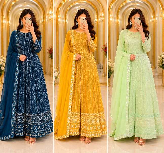 Faux Georgette Party Gown