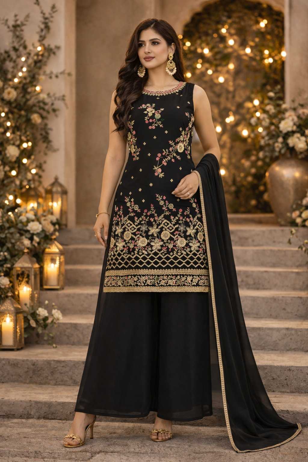 Faux Georgette Embroidery Suit