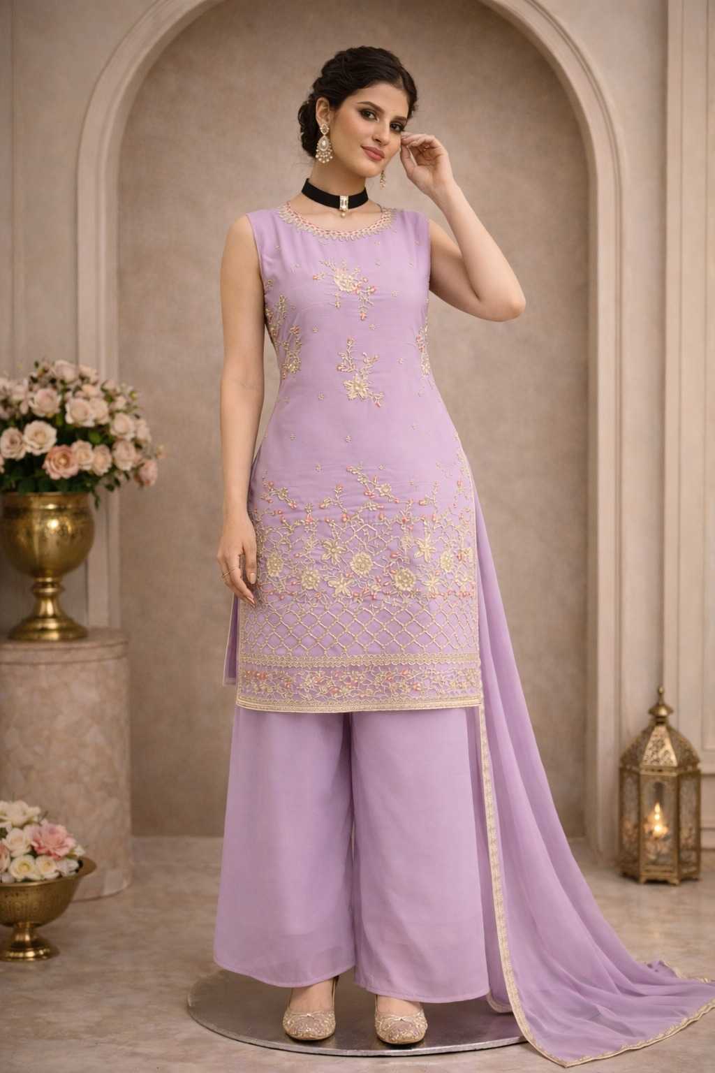 Faux Georgette Embroidery Suit