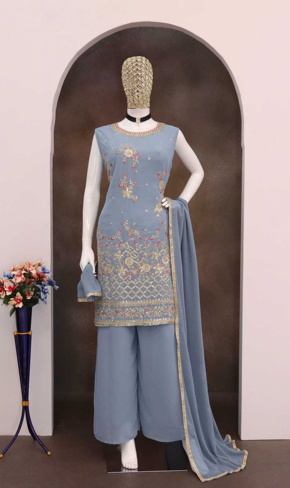 Faux Georgette Embroidery Suit