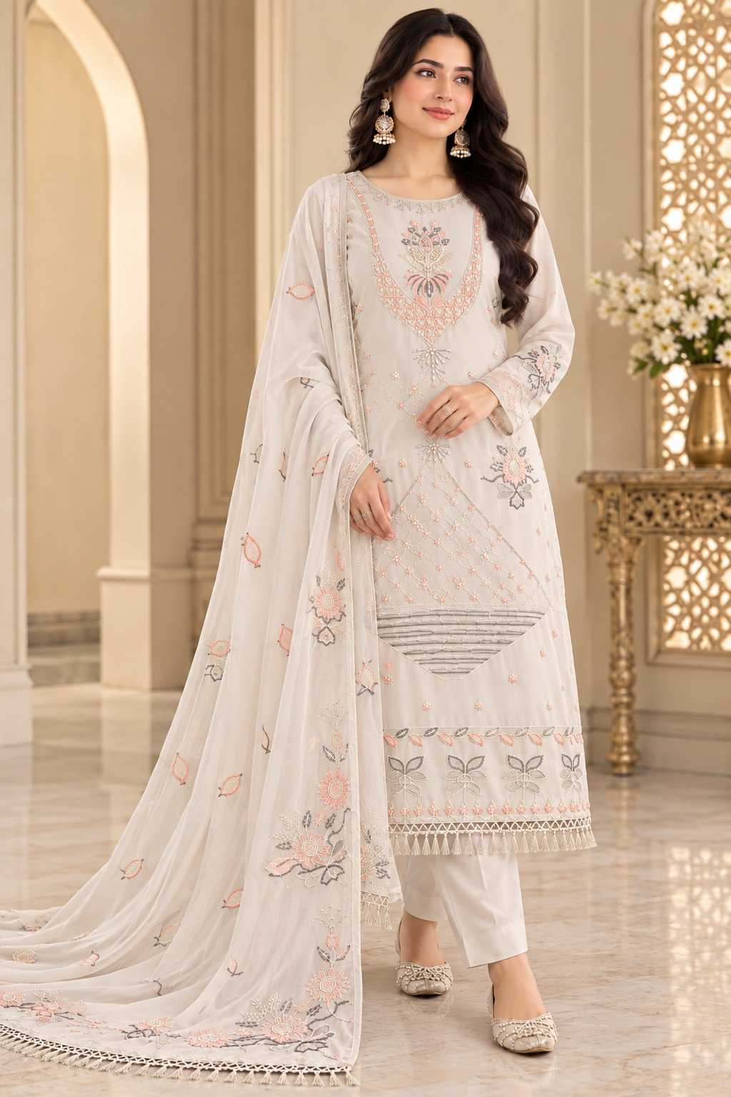 Saumya Faux Georgette Embroidery Suit