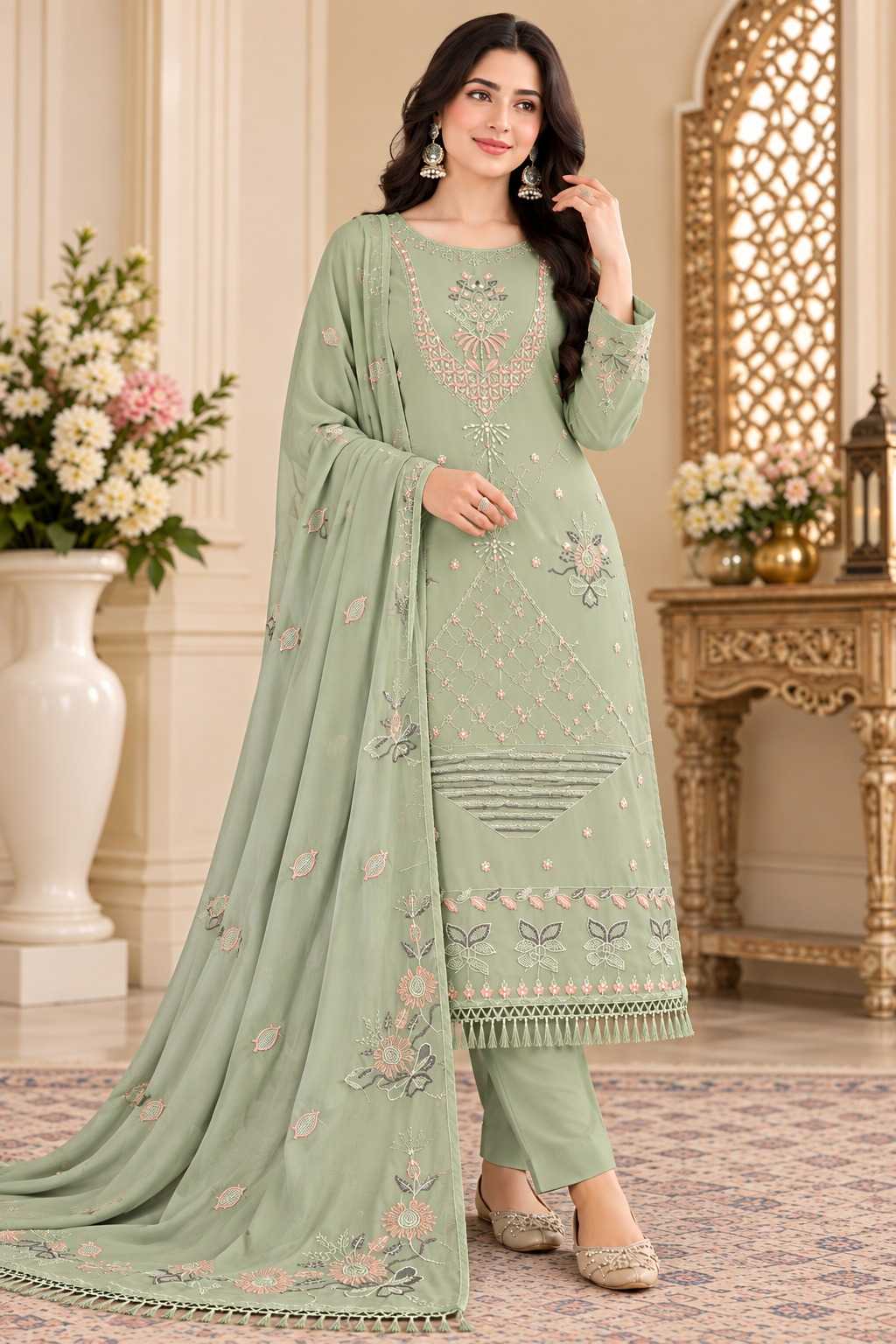 Saumya Faux Georgette Embroidery Suit