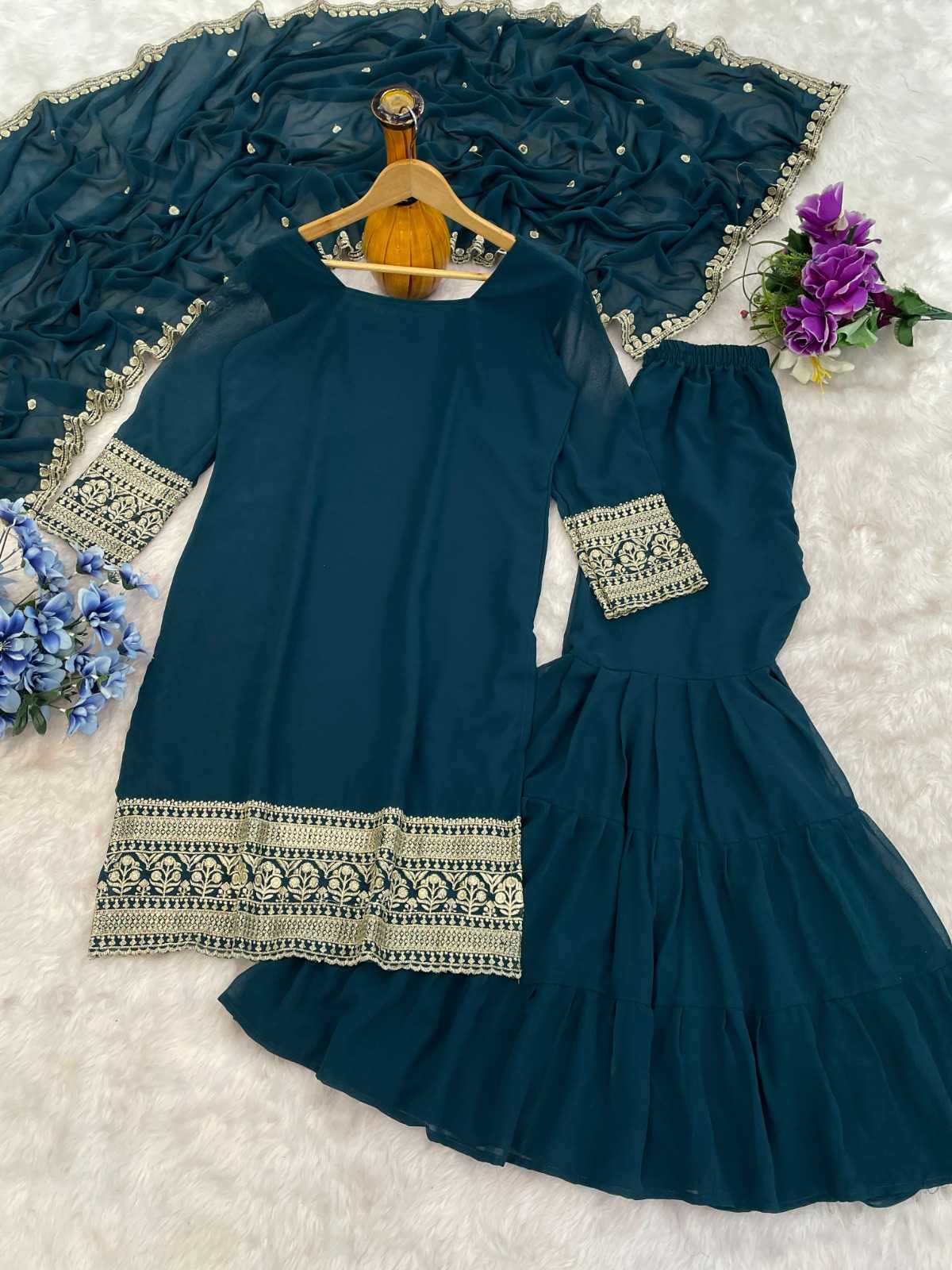 Faux Georgette Embroidery Suit