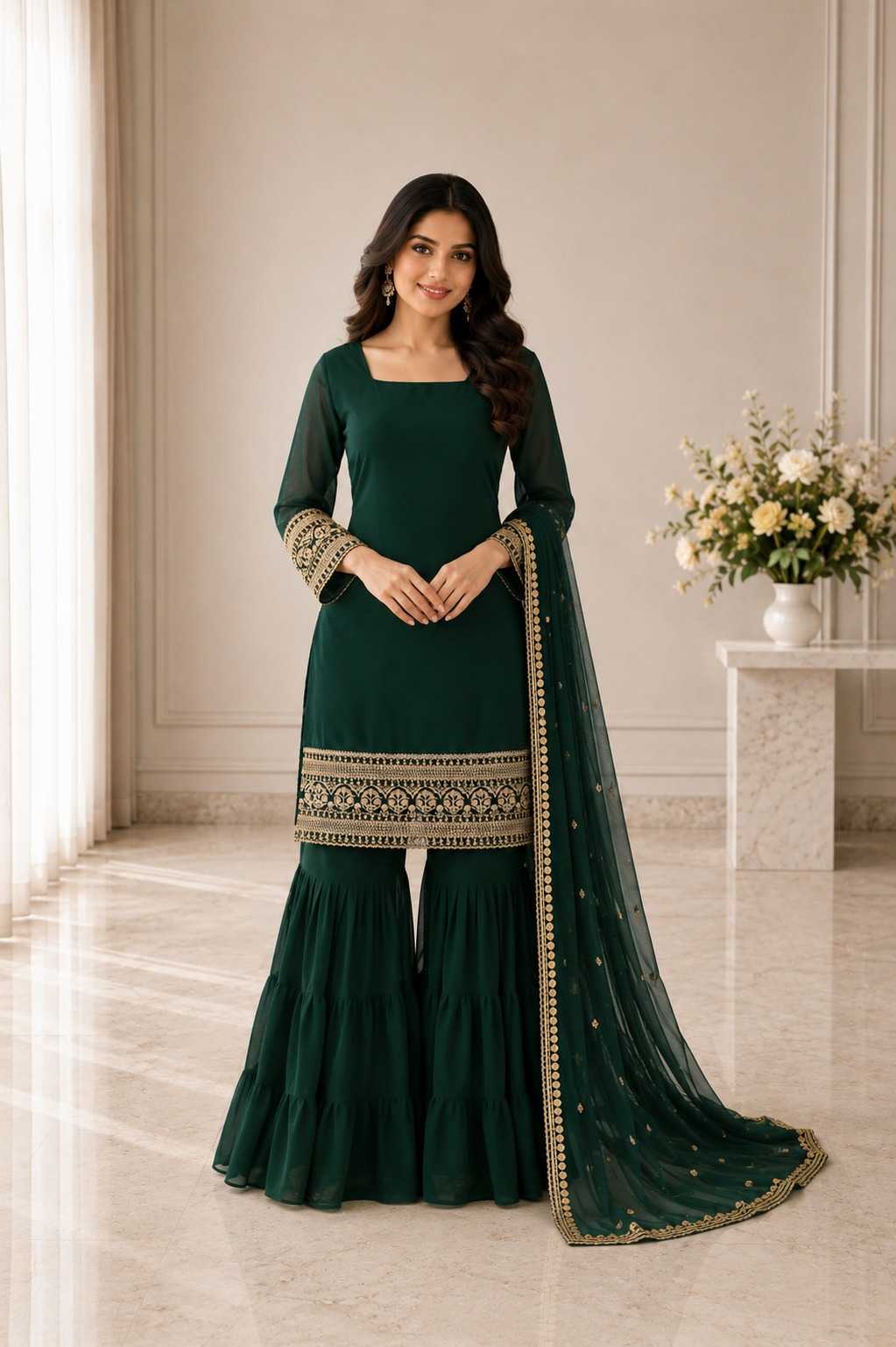 Faux Georgette Embroidery Suit