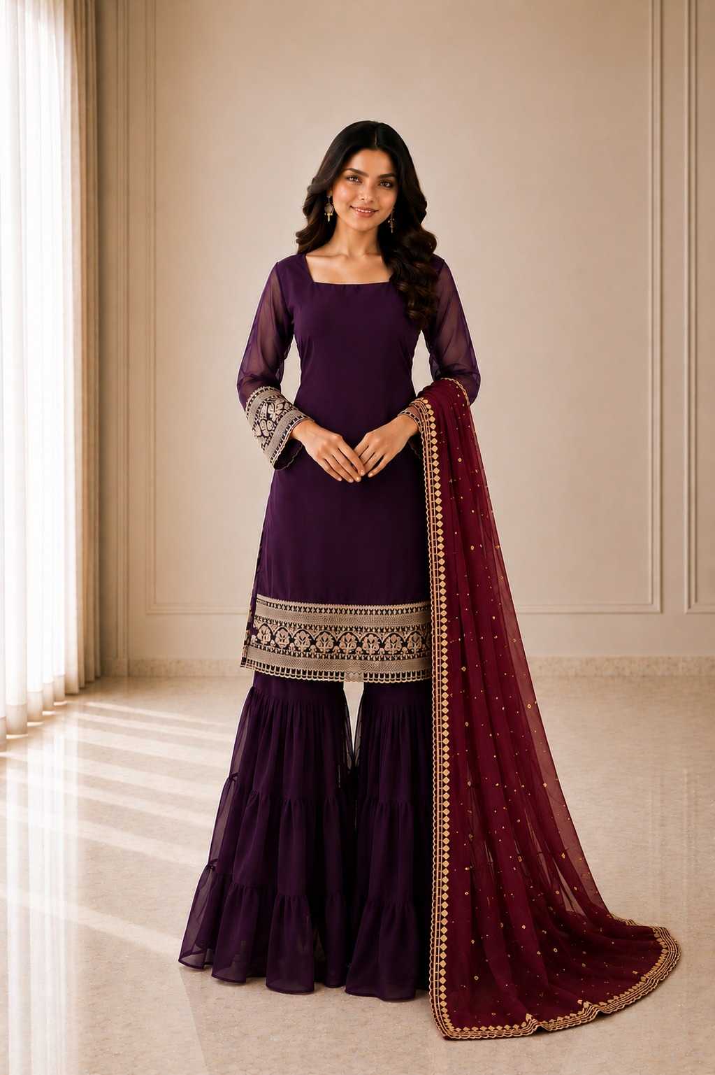 Faux Georgette Embroidery Suit