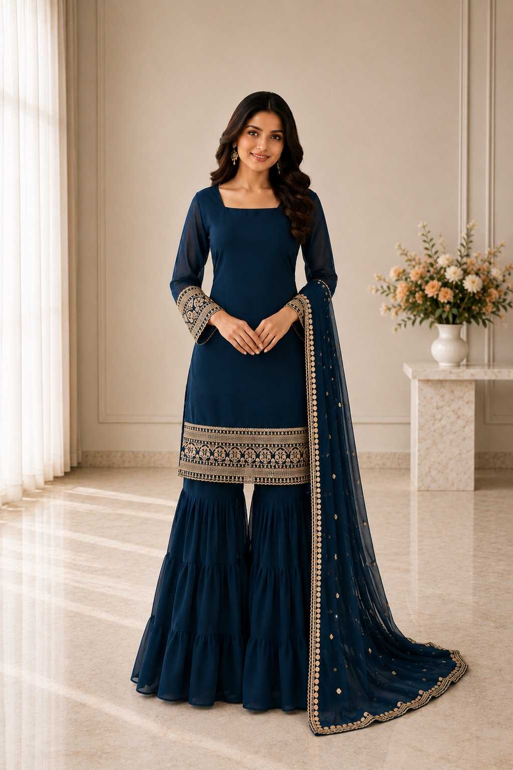 Faux Georgette Embroidery Suit