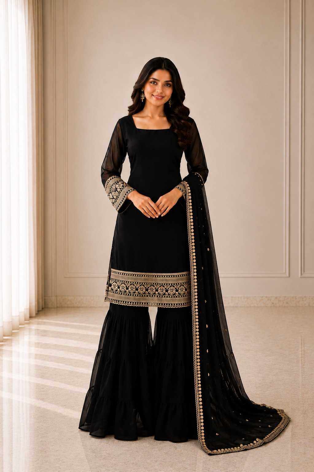 Faux Georgette Embroidery Suit