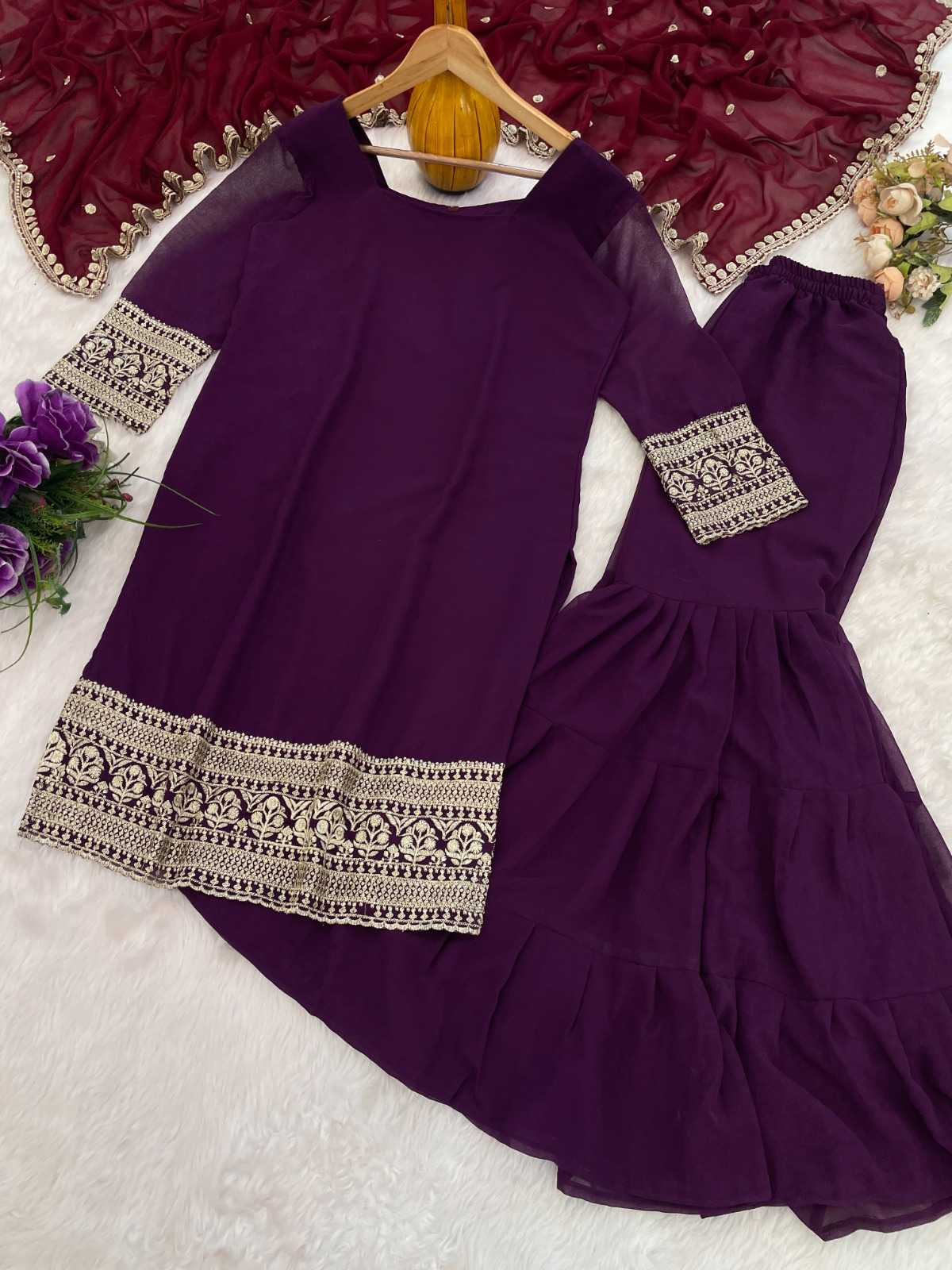 Faux Georgette Embroidery Suit