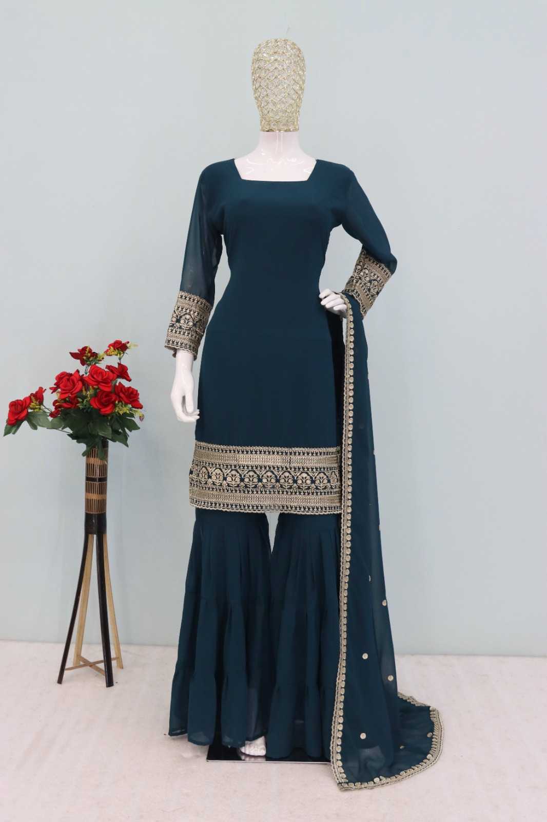Faux Georgette Embroidery Suit
