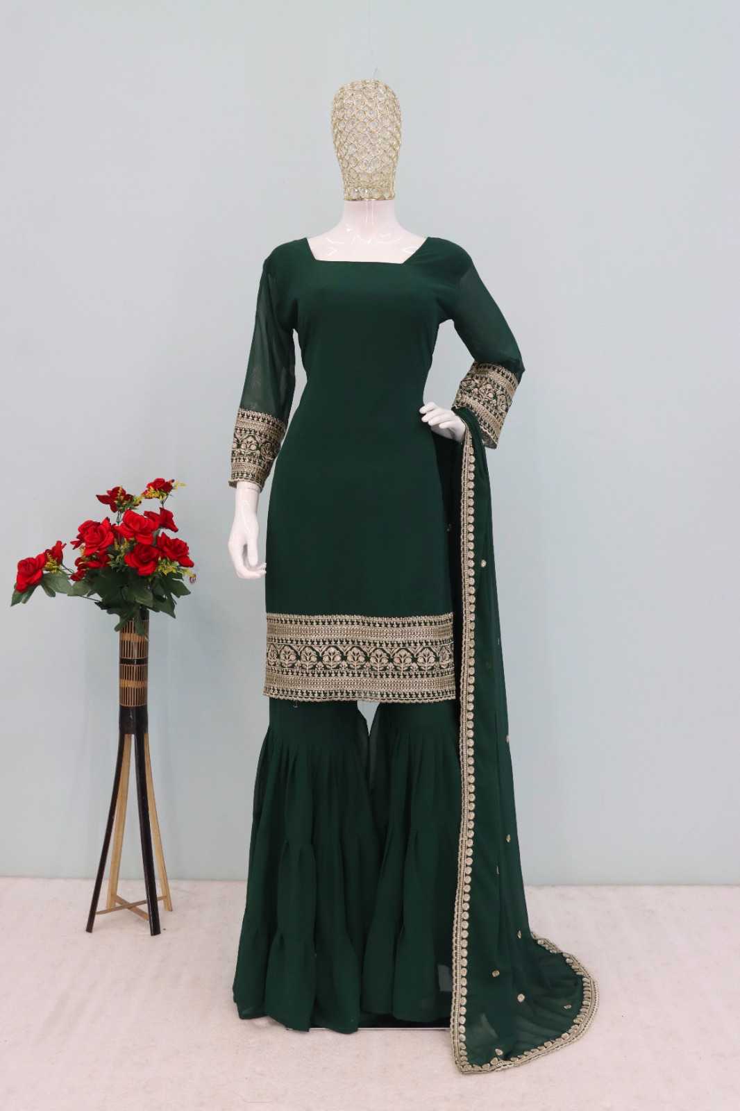 Faux Georgette Embroidery Suit