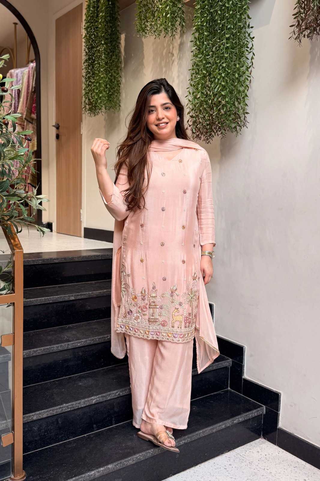 Crepe Silk Embroidery Suit
