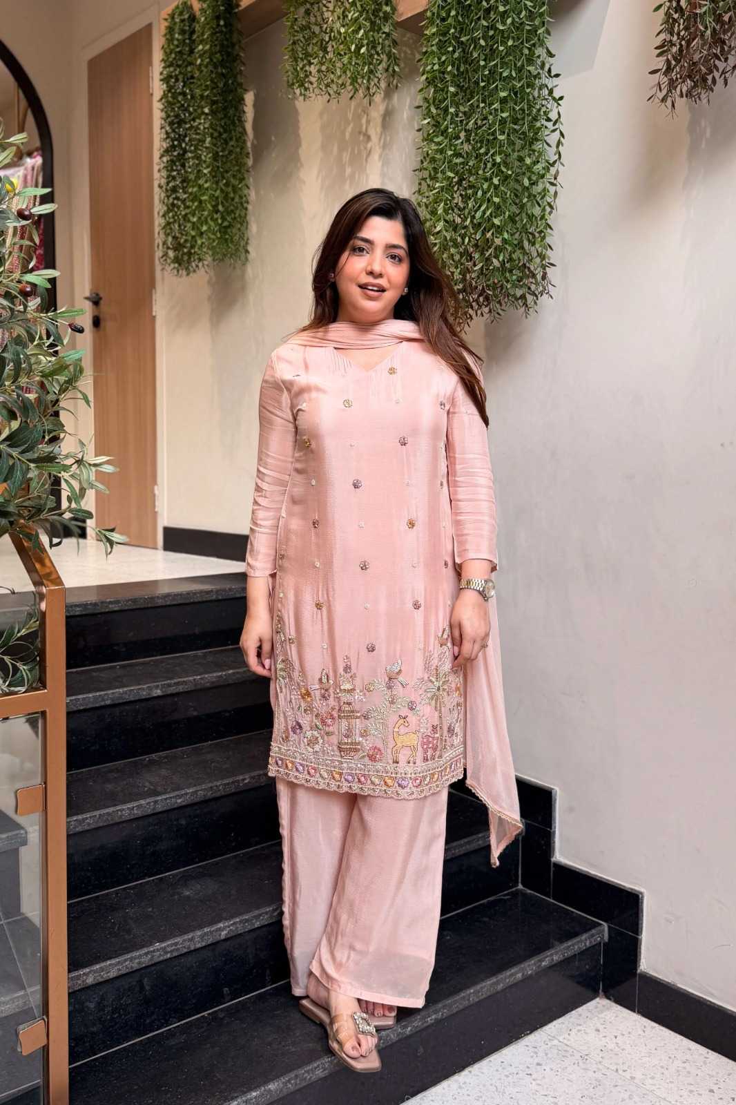 Crepe Silk Embroidery Suit