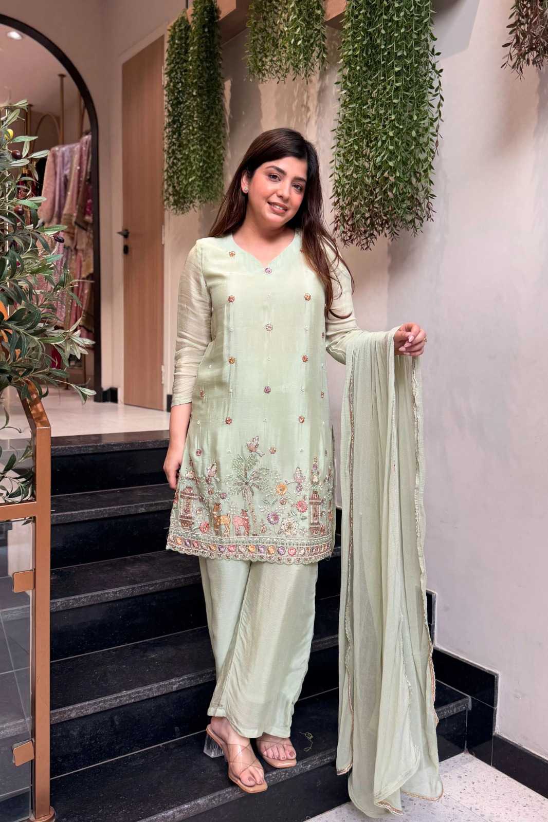 Crepe Silk Embroidery Suit