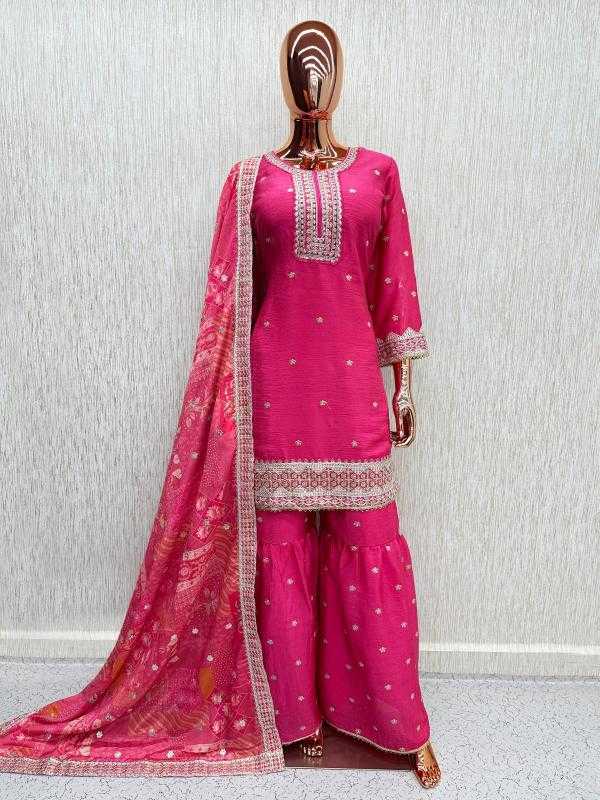 Soft Vichitra Embroidery Suit