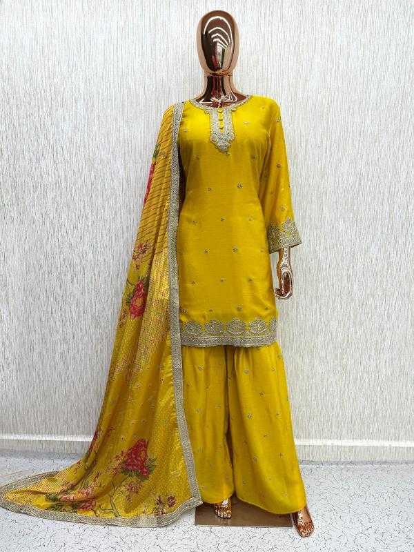 Soft Vichitra Embroidery Suit