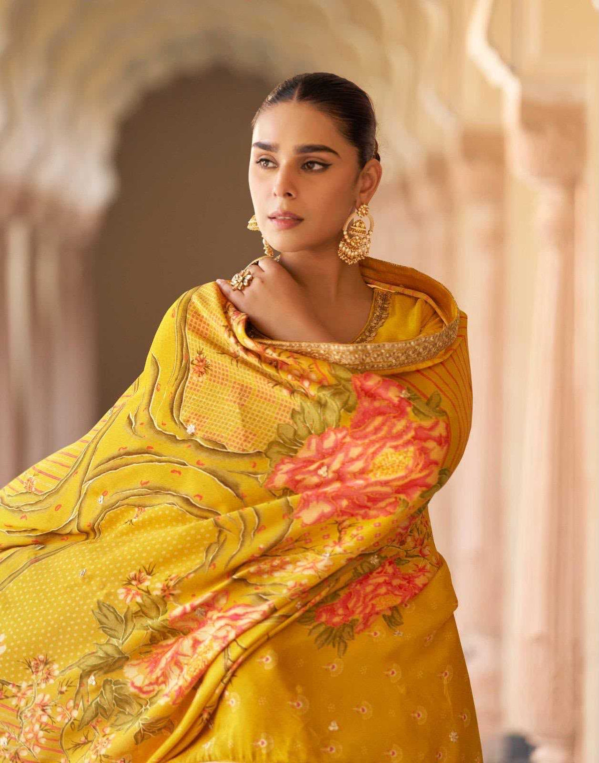 Soft Vichitra Embroidery Suit