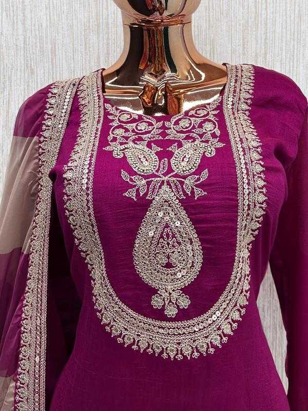 Soft Vichitra Embroidery Suit