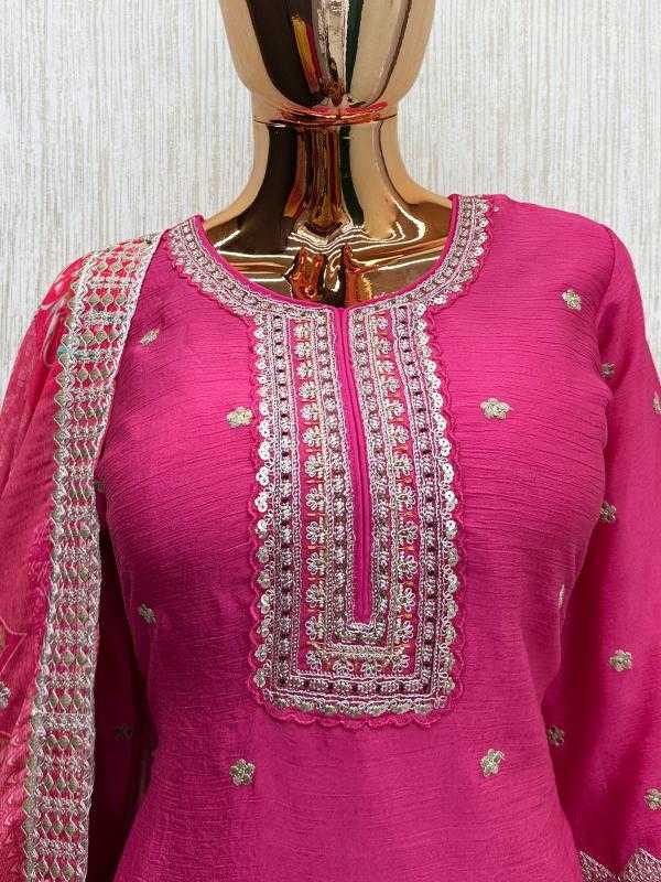 Soft Vichitra Embroidery Suit