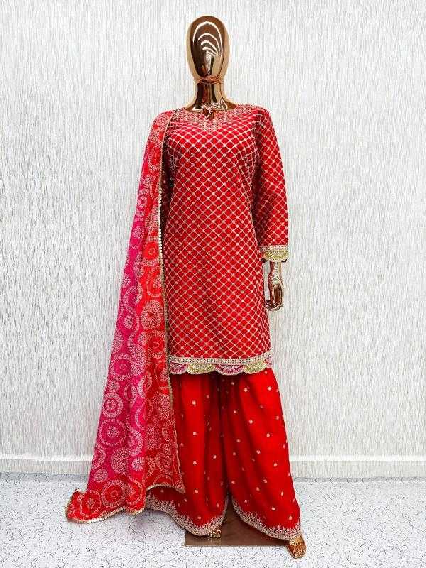 Soft Vichitra Embroidery Suit