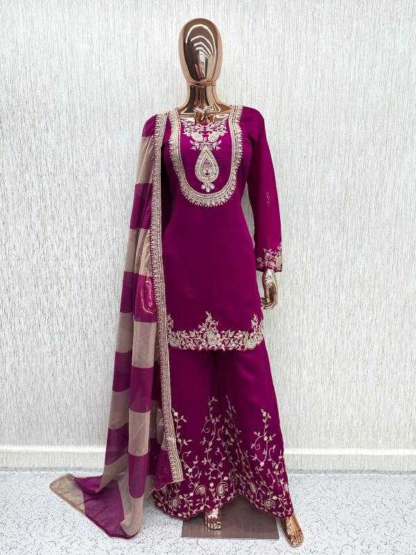 Soft Vichitra Embroidery Suit